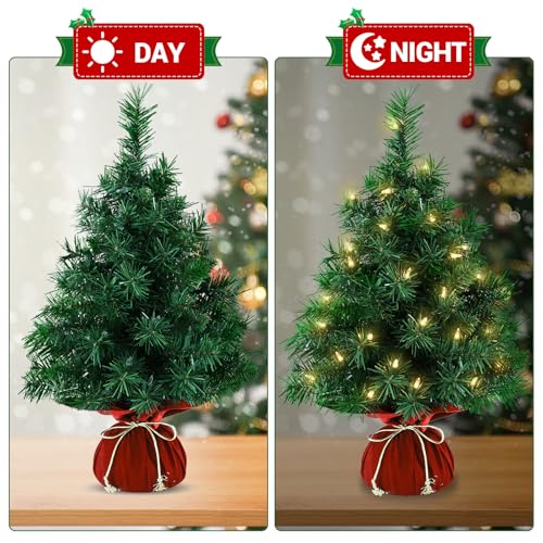 Mini Artificial Christmas Tree 22 Inch with 35 Warm White Lights M815546