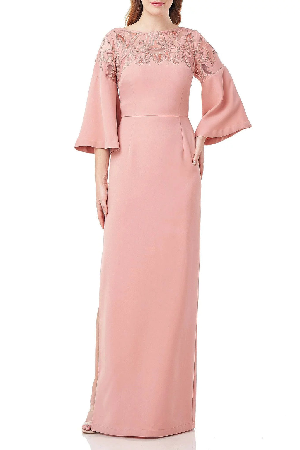 Pink Cutout Column Gown O8512