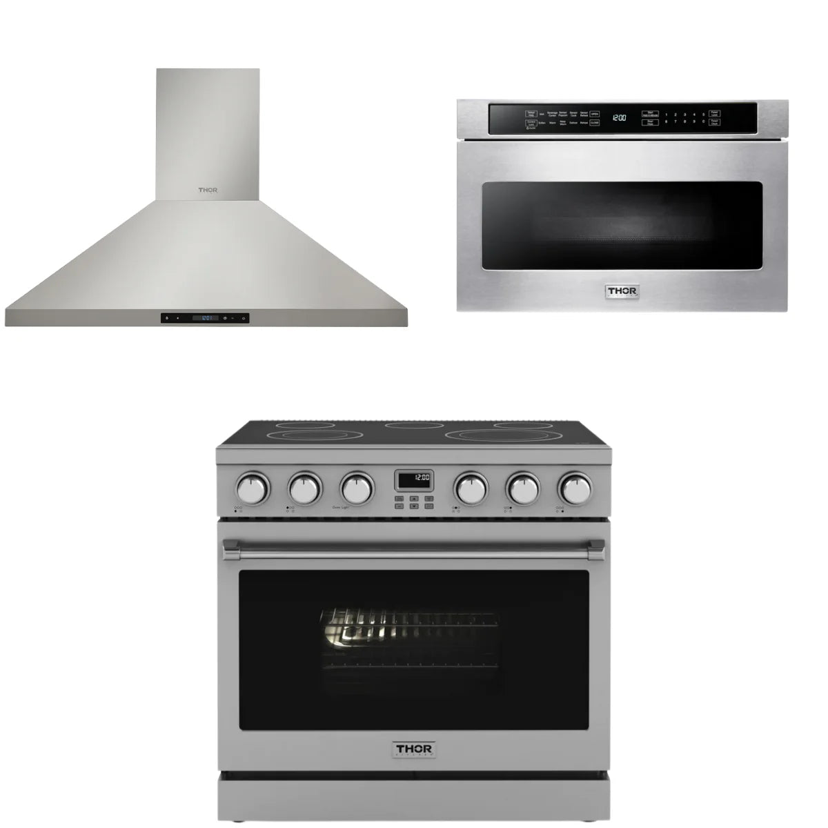36 Electric Range, Range Hood and Microwave H2311