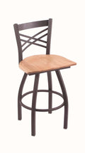 Pewter Swivel Stool with Natural Oak Seat Q8319