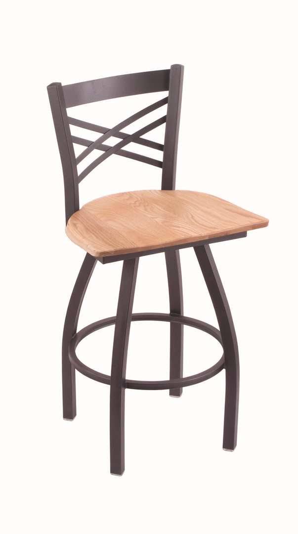 Pewter Swivel Stool with Natural Oak Seat Q8319
