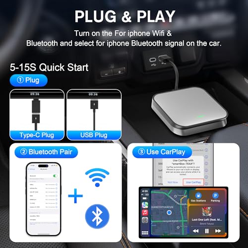 Grey Wireless Carplay Adapter with USB C Receiver R181