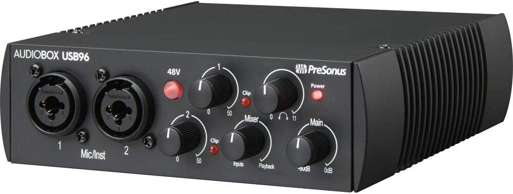 Audio Interface with Studio Monitors and Instrument Cable C323327