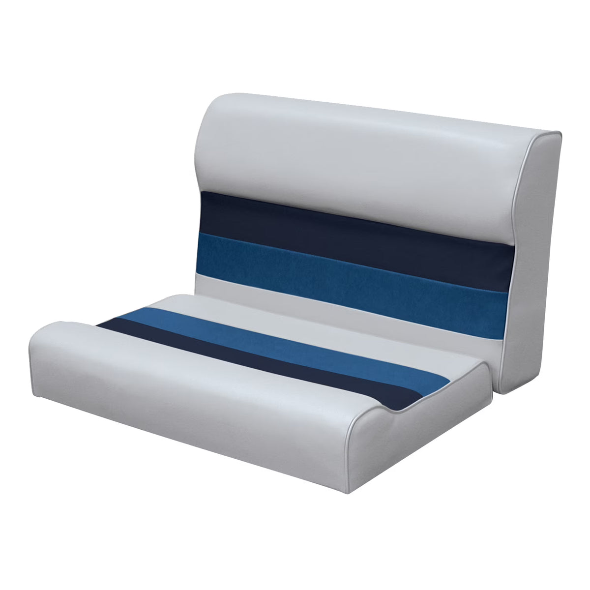 Pontoon 28" Bench Seat and Backrest Cushion Set, Grey/Navy/Blue F22731