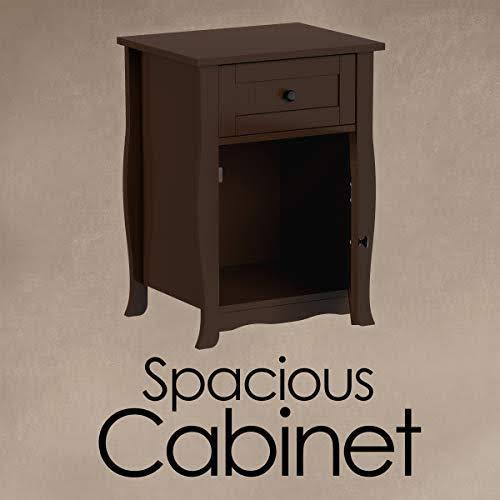 Dark Brown Accent Table with Storage Drawer and Cabinet W3658