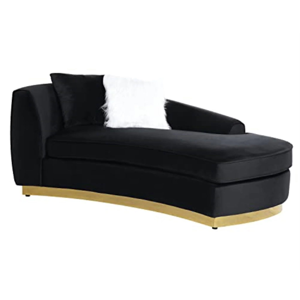Black Velvet Chaise with 2 Pillows E526