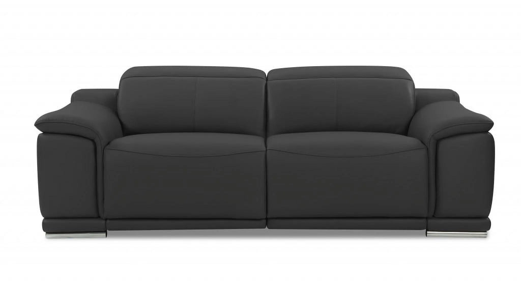 Dark Gray Italian Leather 3 Piece Seating Set O2315