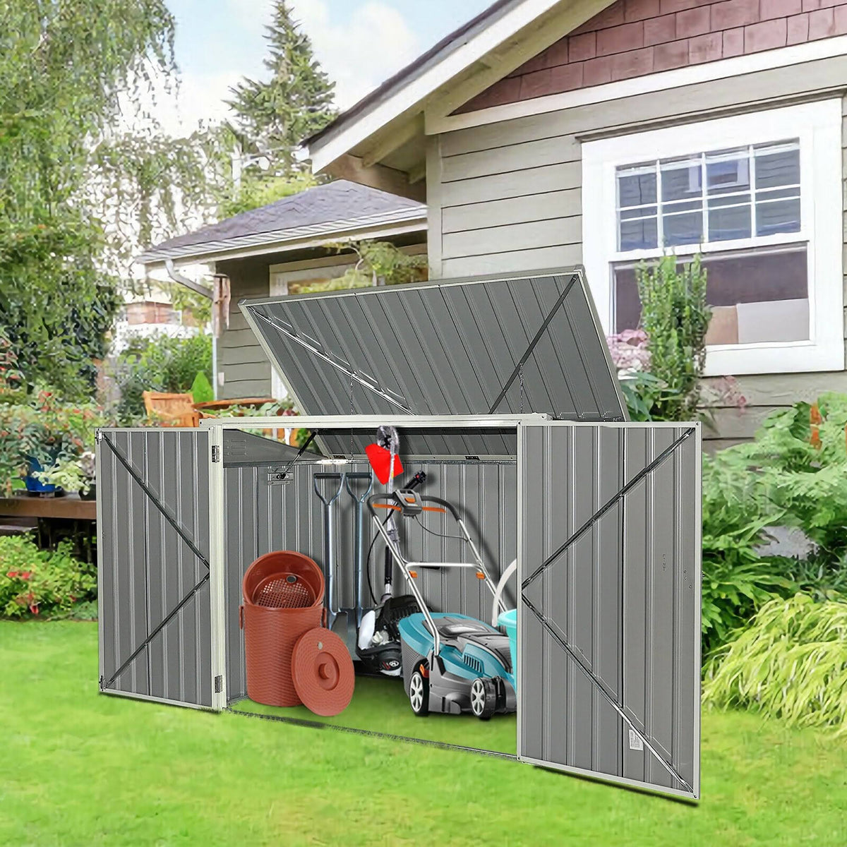 Grey Horizontal Storage Shed 68 Cubic Feet H317