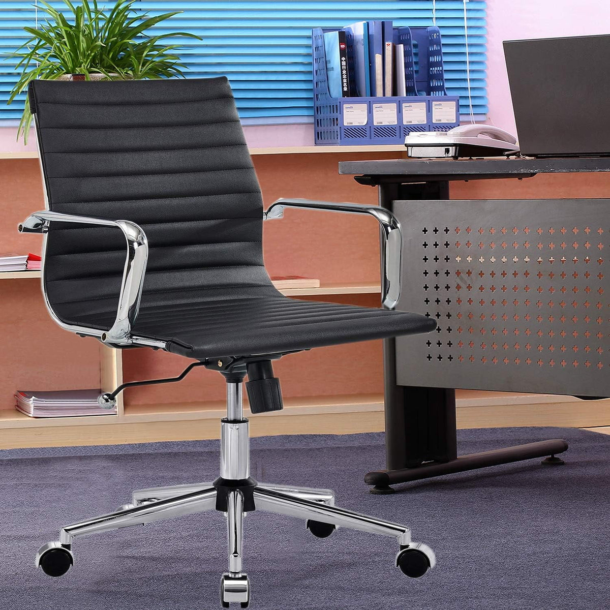 Black 320Lbs Ergonomic Office Chair with Caster Wheels P52628