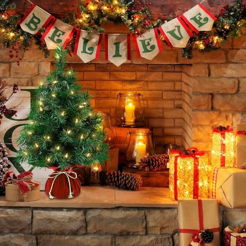 Mini Artificial Christmas Tree 22 Inch with 35 Warm White Lights M815546