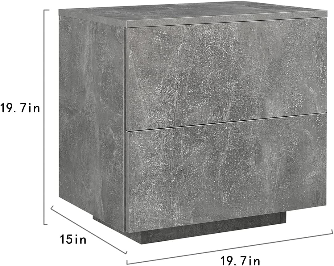 LED Nightstand Bedside Table Set Of 2 with 2 Drawers I508135
