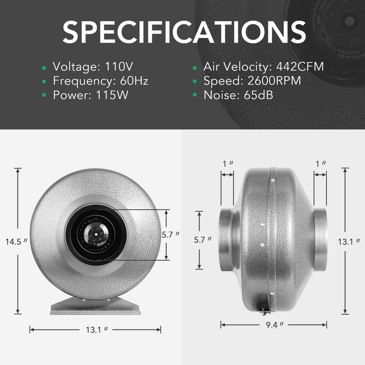 6 Inch 442 CFM Inline Fan Carbon Filter 16 Feet Ducting Combo with Variable Speed Controller Rope Hanger Temperature Humidity Monitor G738