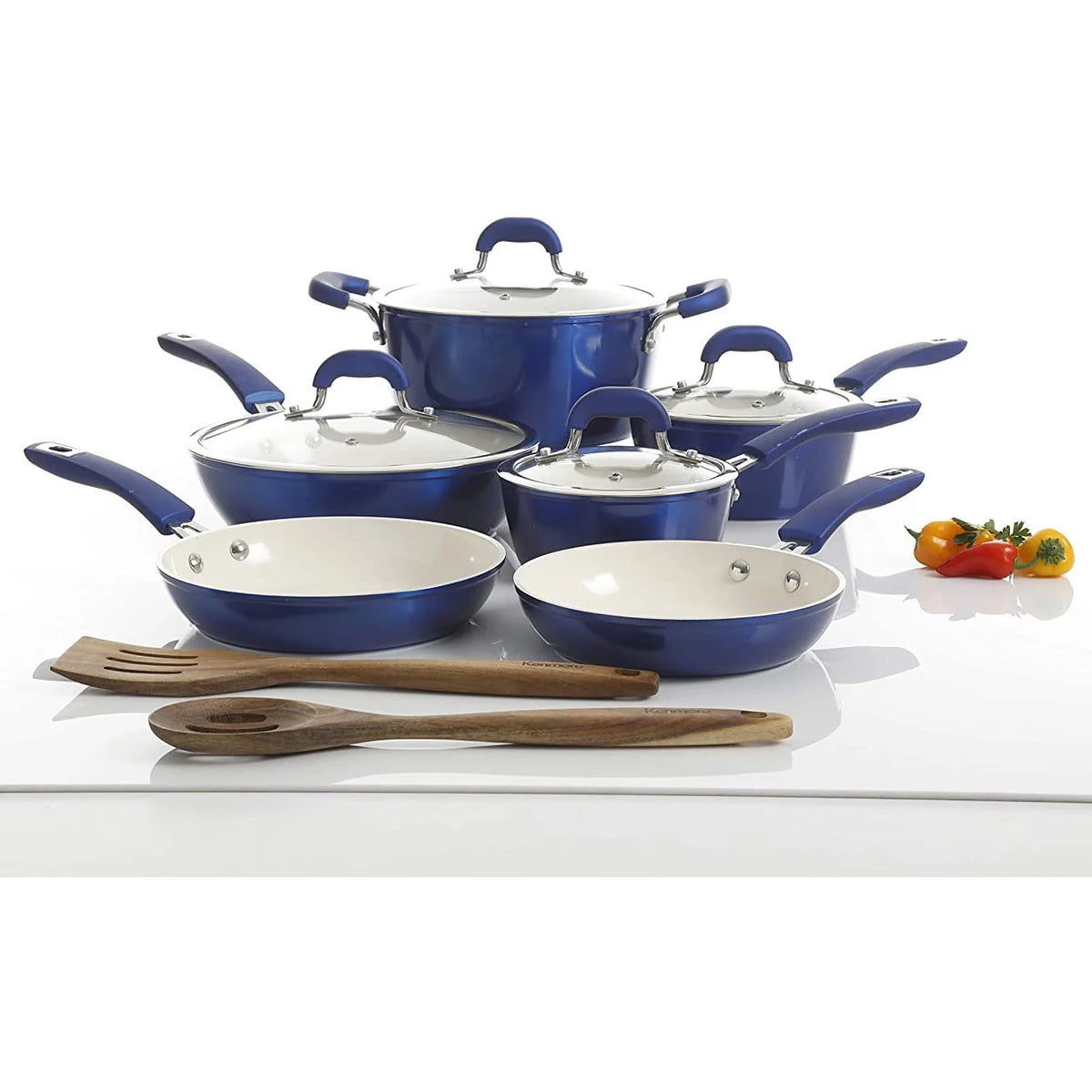 12 Piece Nonstick Ceramic Cookware Set, Blue Z41500