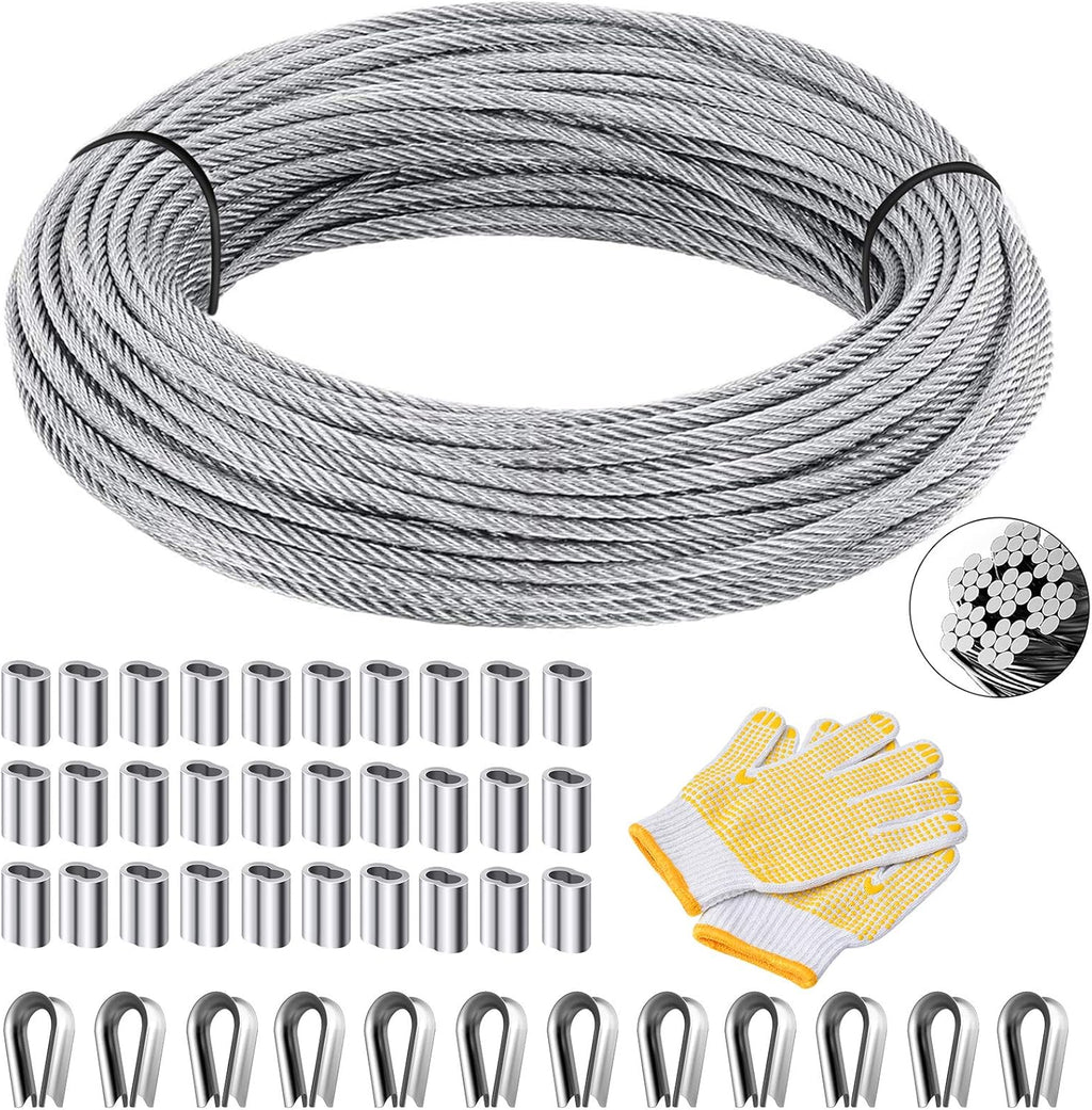 1/8 inch T316 Stainless Steel Cable Railing Kit with Crimp Sleeves and Thimble D100