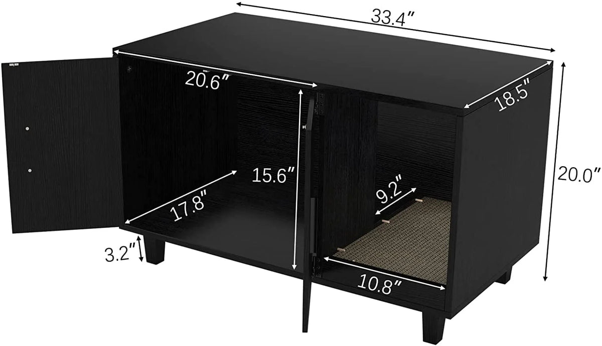 Cat Litter Box Enclosure Table Nightstand with Scratch Pad S196188