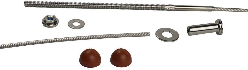 Stainless Steel Cable Railing Installation Kit for Deck Railing for 4x4 and 6x6 Posts, 1/8 Inch Cable, 25 Feet with Long Terminals and Stainless Chamfer Caps F464755