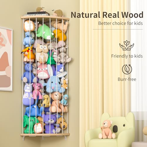 Wood Corner Stuffed Animal Storage Organizer with Star Pattern U568825