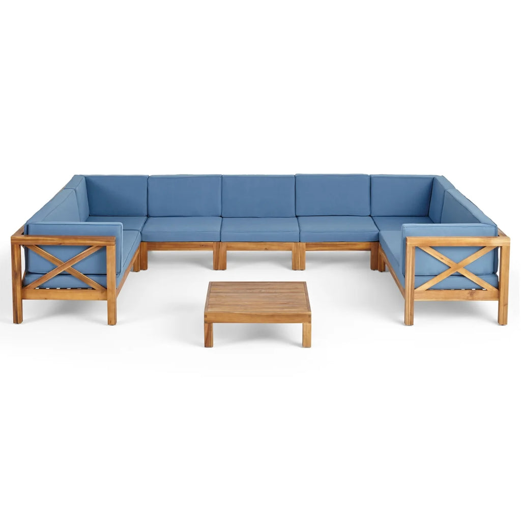 9 Seater Acacia Wood Sectional Sofa Set L8751