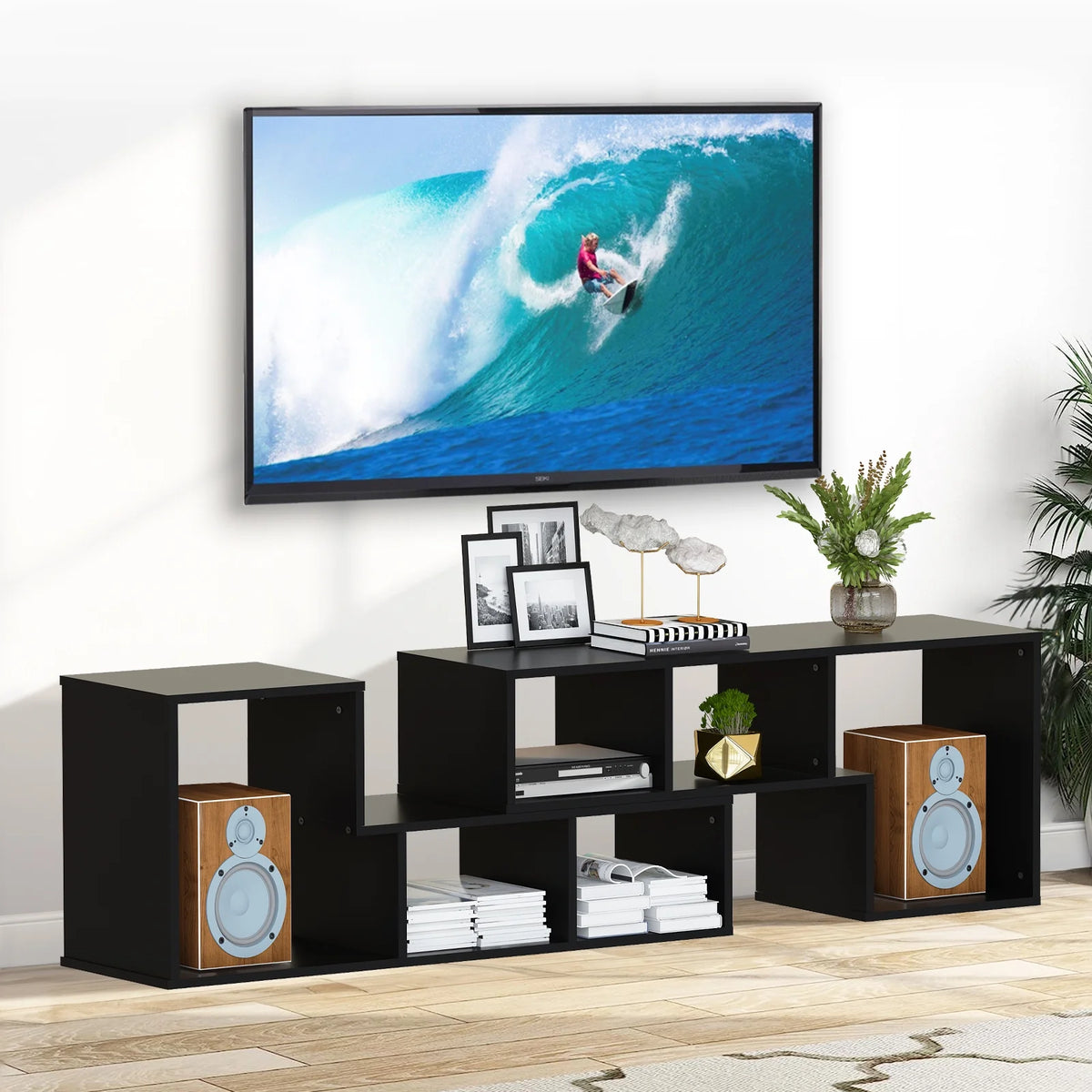 Black 2-Shelf L-Shaped Bookcase C57036