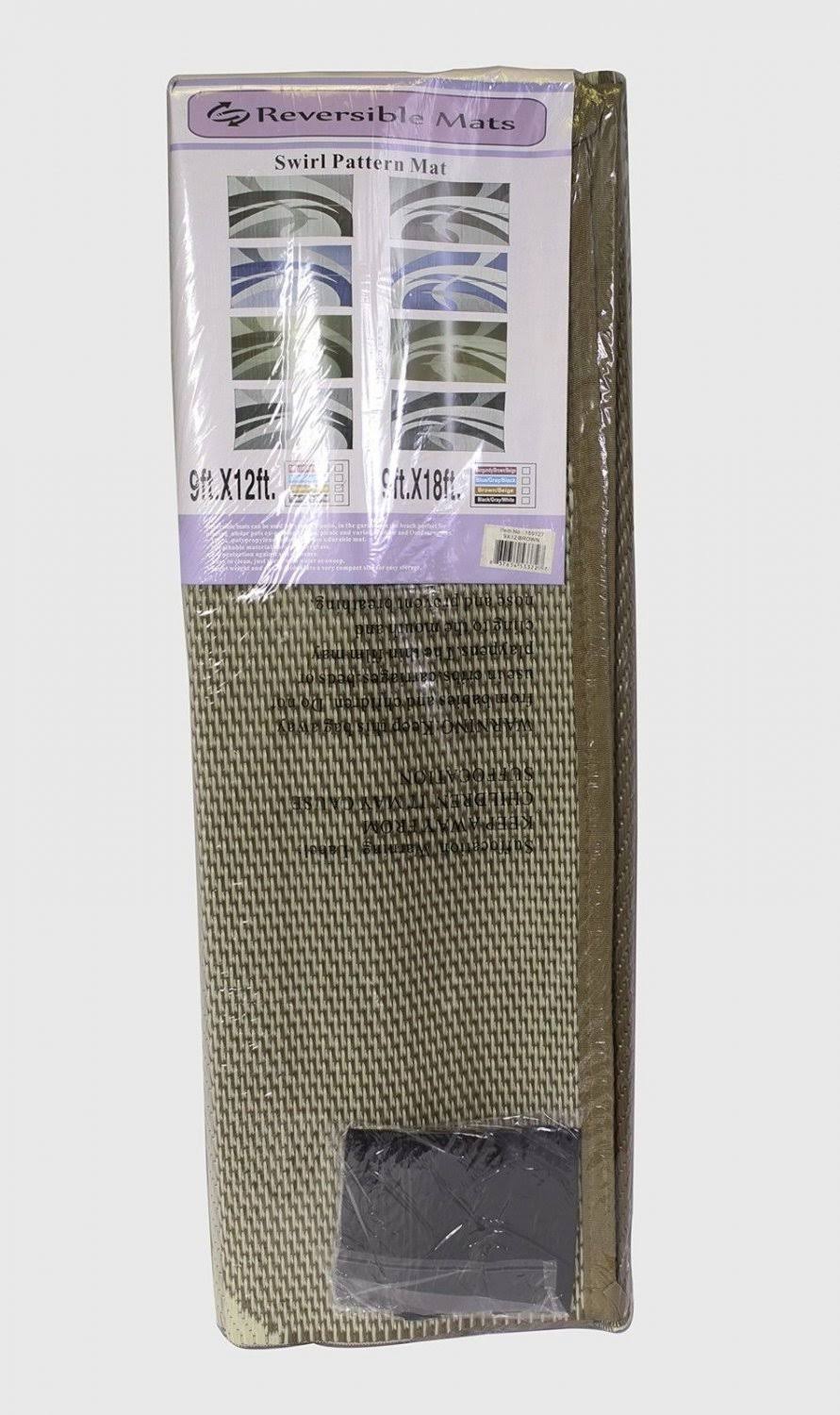 Reversible Outdoor Patio RV Camping Mat Swirl Brown Beige 9-Feet G95244