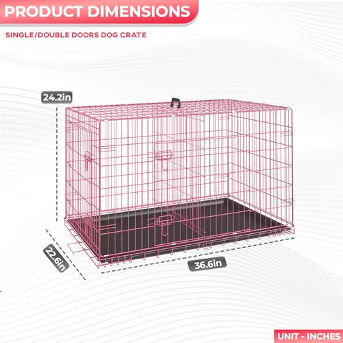 Black 48 Inch Folding Metal Dog Crate with Divider Panel K631