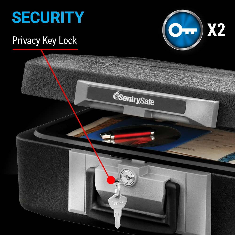 Fire-Resistant Box Safe with Key Lock 0.25 cu. ft., Black Y18136