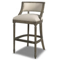 Dark Heathered Grey Linen Counter Height Bar Stool with Backrest R934