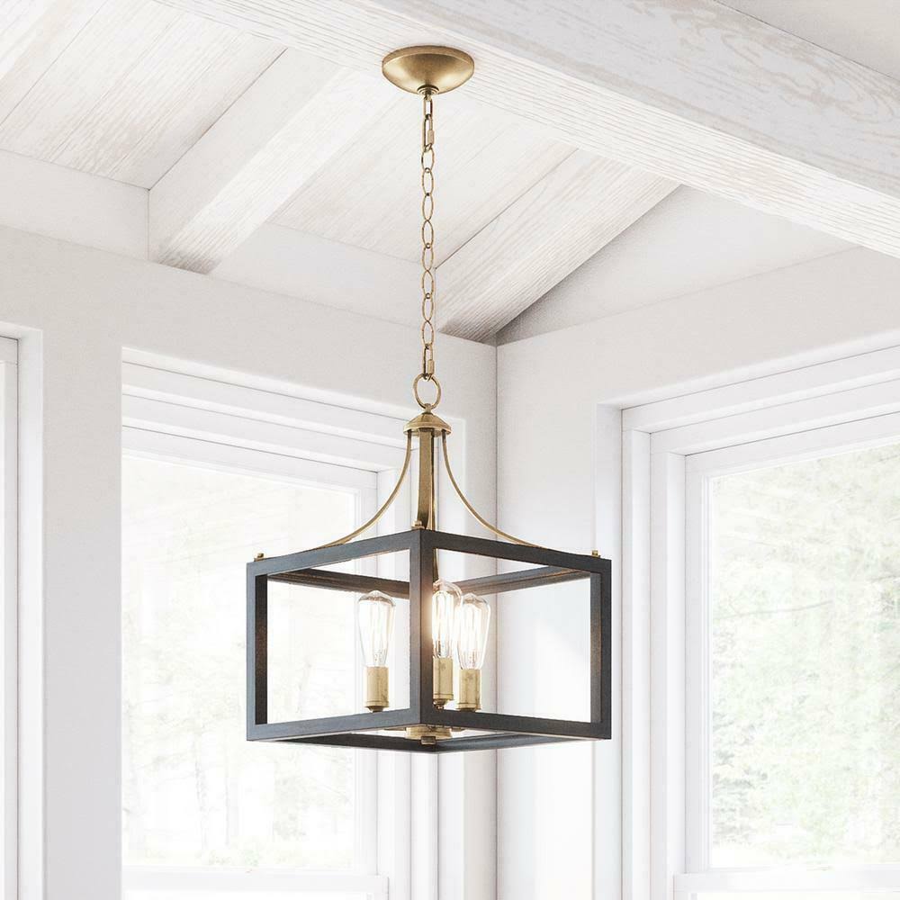 3-Light Vintage Brass Chandelier U964900