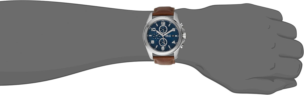 Silver Stainless Steel and Brown Leather Band Watch J6108
