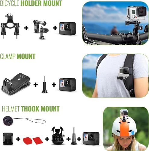 Waterproof Action Camera with 5.3K HDR Video, 27MP Photos, 64GB Card & 50 Piece Accessory Kit Z6738