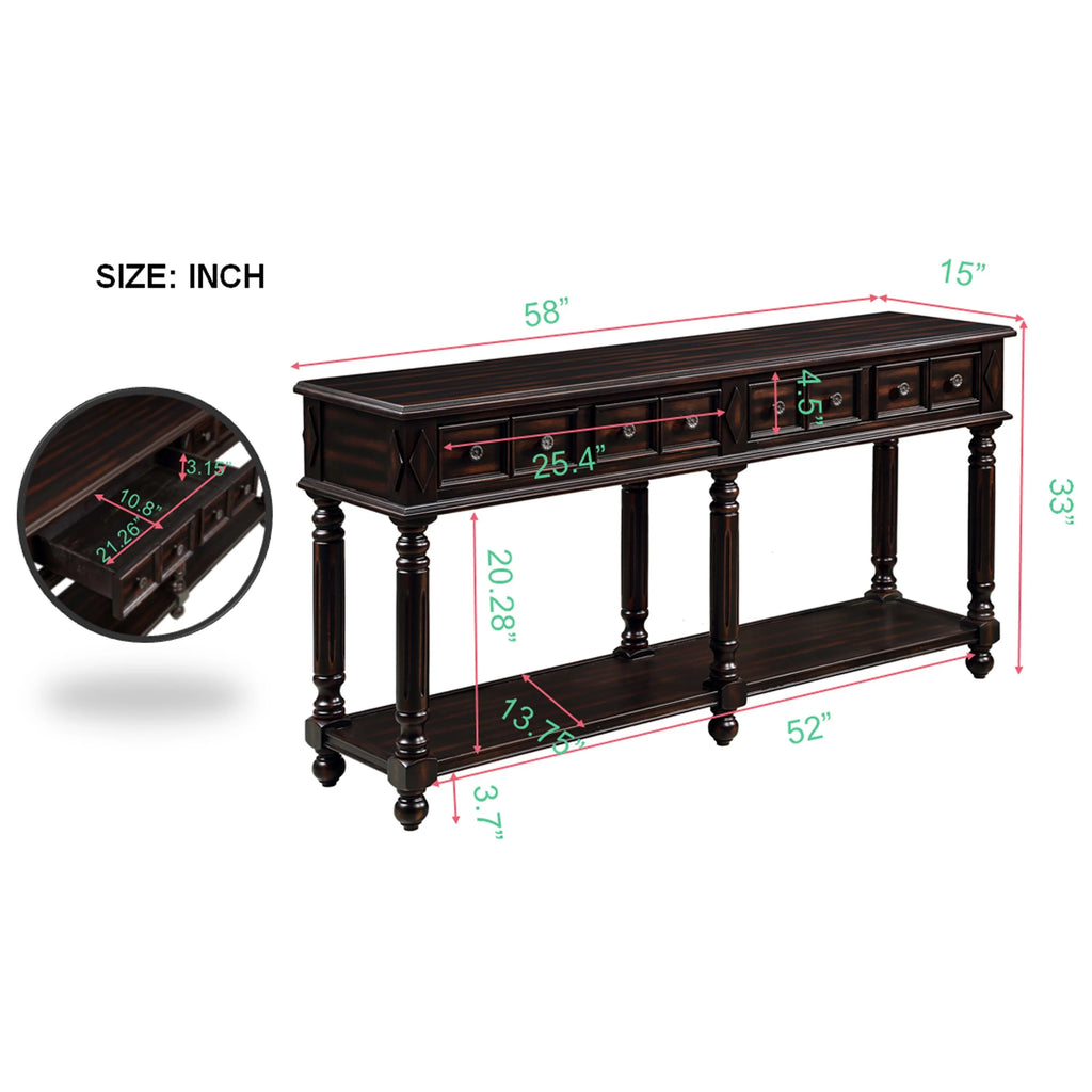 Console Table with 2 Drawers and Bottom Shelf S20836