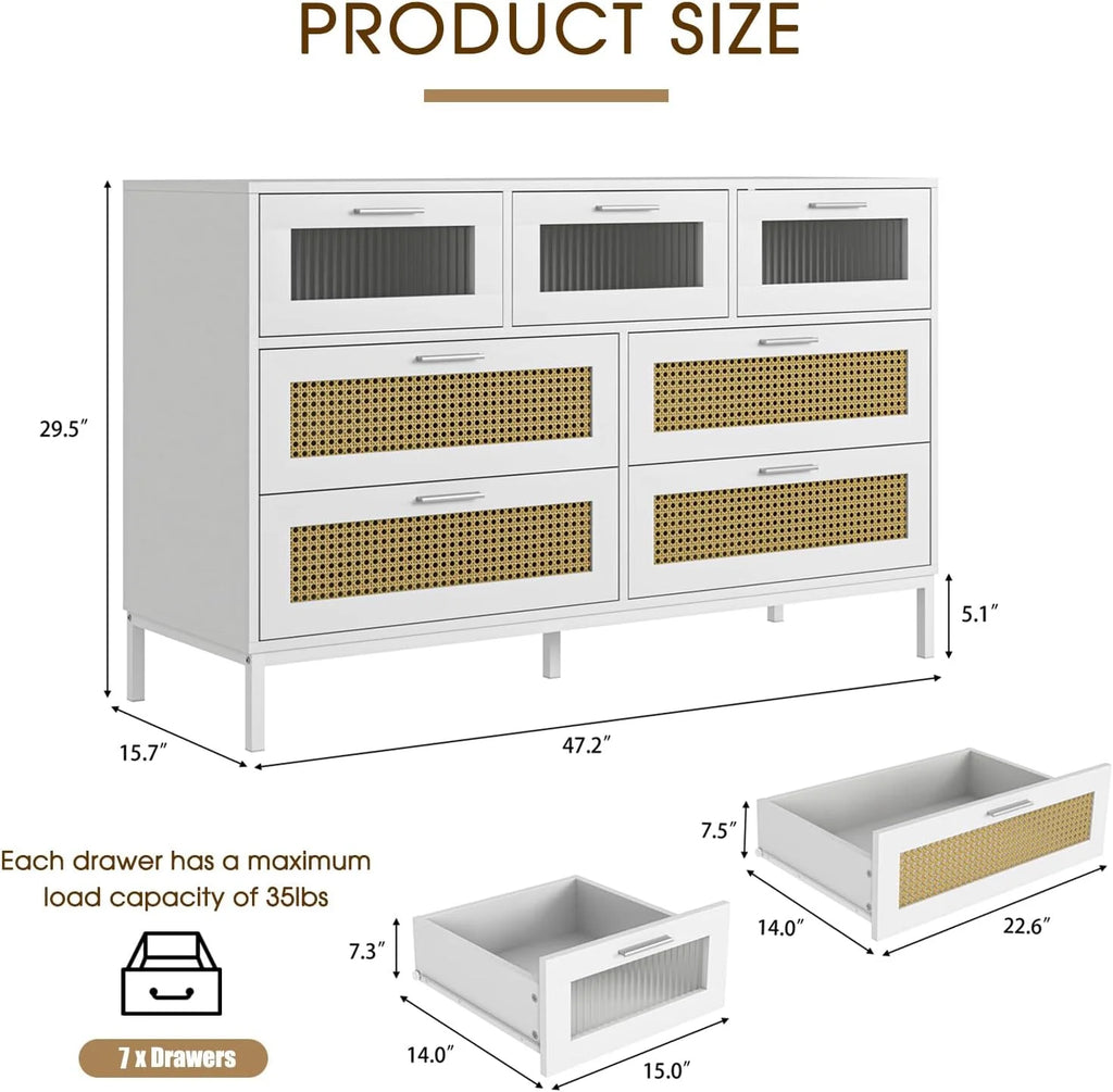7 Drawer Rattan Dresser V589610
