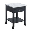 White Faux Marble End Table with Drawer W81699