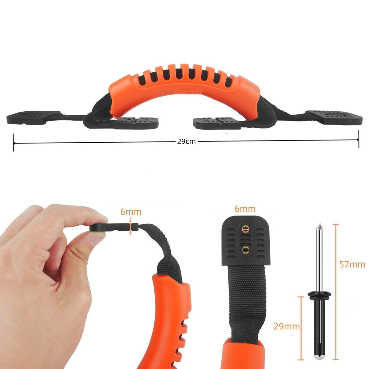 Black Kayak Carry Handles with Screws Pad Eye A507