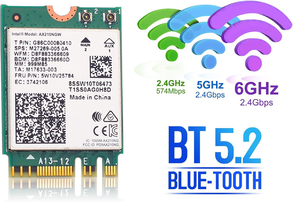 WiFi 6E Card AX210 Bluetooth 5.2 Tri-Band 5400Mbps Wireless Module Pack of 2 D348800