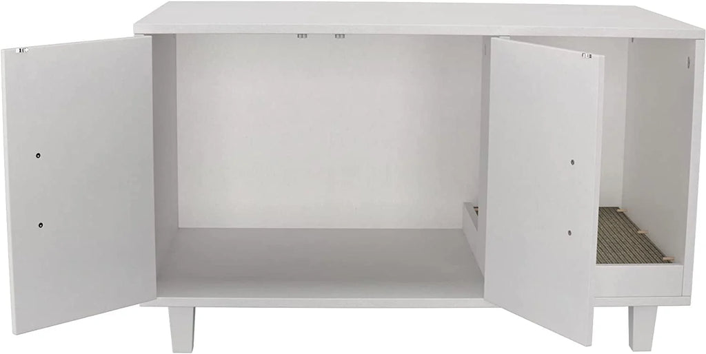 Cat Litter Box Enclosure Table Nightstand with Scratch Pad S196188