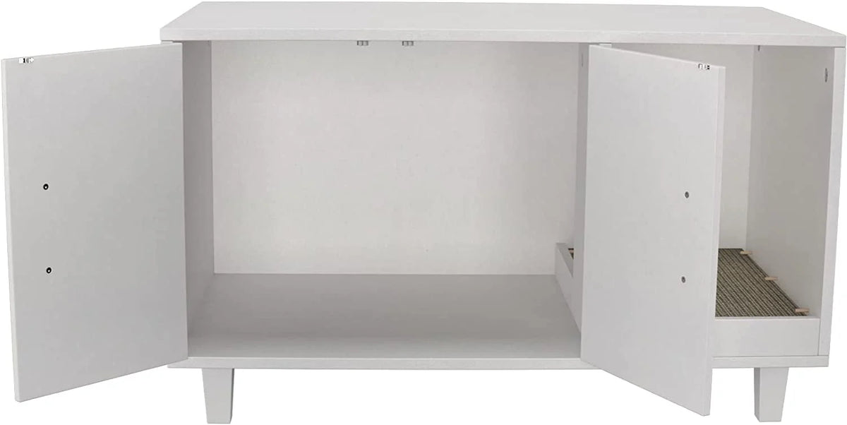 Cat Litter Box Enclosure Table Nightstand with Scratch Pad S196188