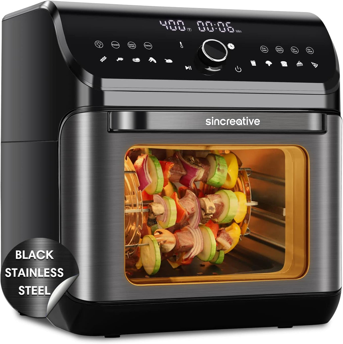 10.6 QT Black Stainless Steel 10-in-1 Air Fryer Toaster Oven with 7 Accessories V59591