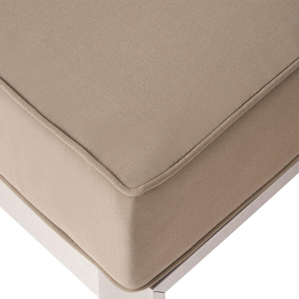 6 Seater Aluminum Sofa and Ottoman Set with Side Tables, Silver and Khaki S7846