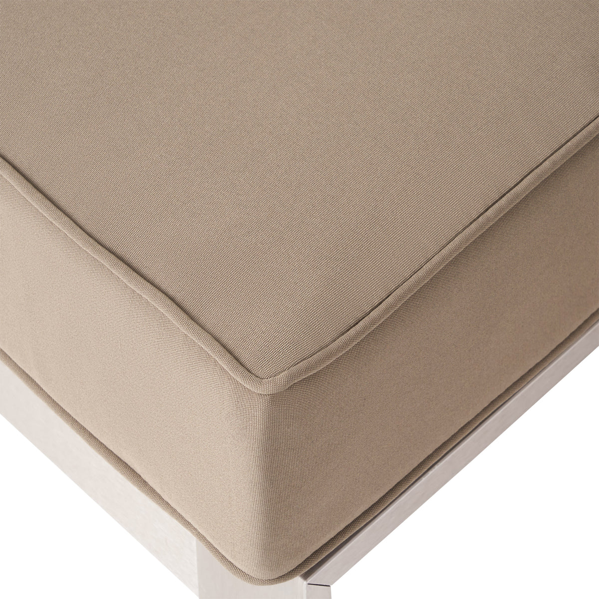 6 Seater Aluminum Sofa and Ottoman Set with Side Tables, Silver and Khaki S7846