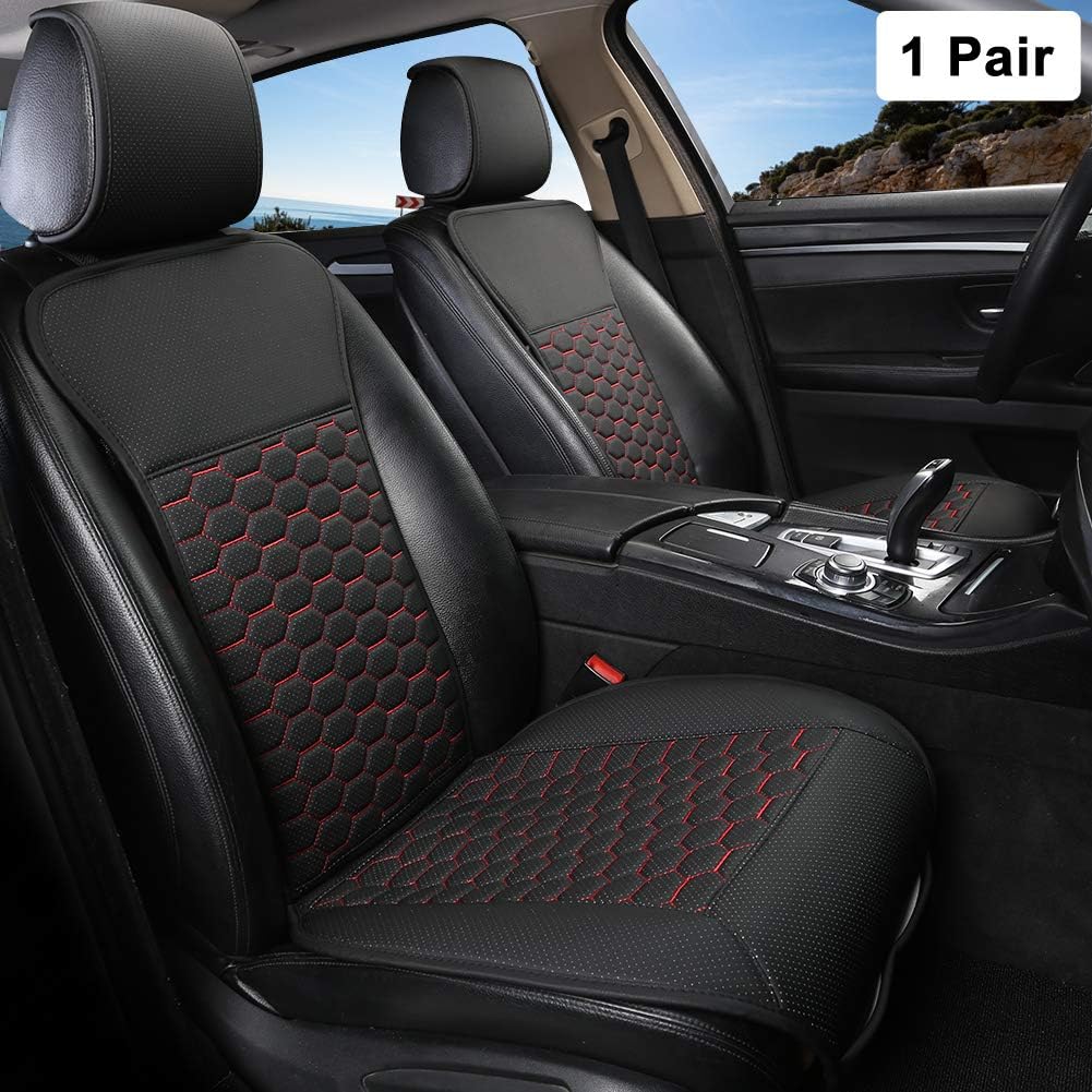 Black Panther 1 Pair Luxury PU Leather Front Car Seat Covers Breathable and Non-Slip Auto Seat Protectors for 95% Car Seats (Black) Pack of 2 W184