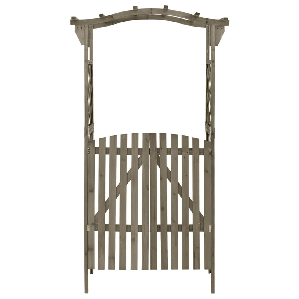 Gray Solid Firwood Pergola with Gate O747185