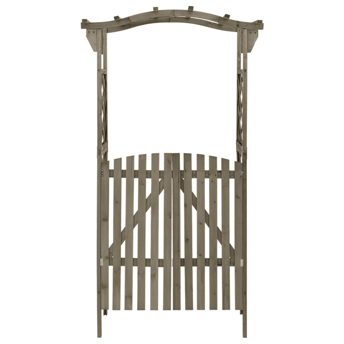 Gray Solid Firwood Pergola with Gate O747185