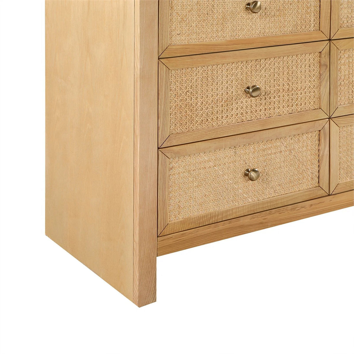 Brown 9-Drawer Rattan Wood Dresser T2707