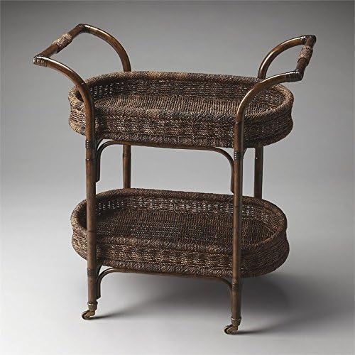 Medium Brown Rattan Bar Cart Z10991