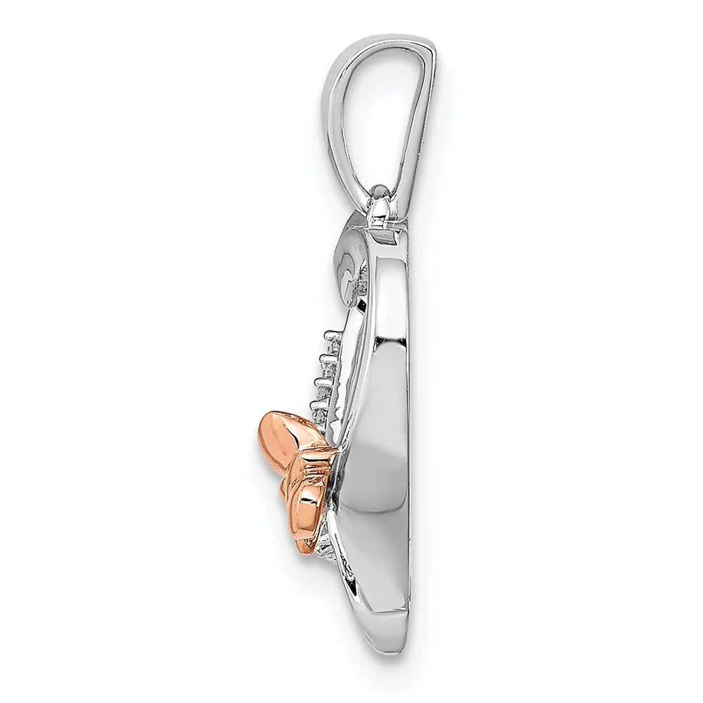 Sterling Silver Butterfly Diamond Heart Pendant E122789