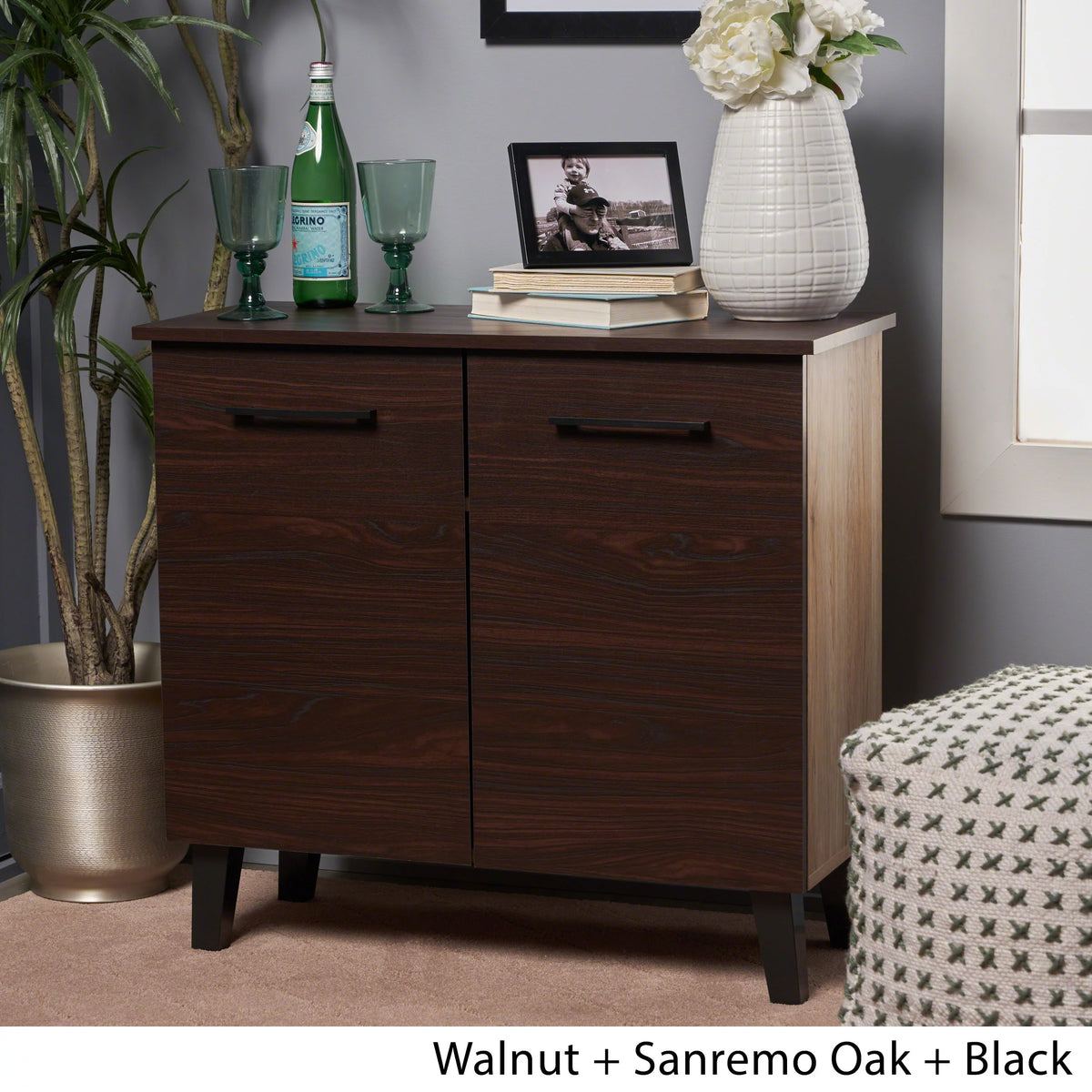 Walnut Finished Faux Wood Cabinet R299106