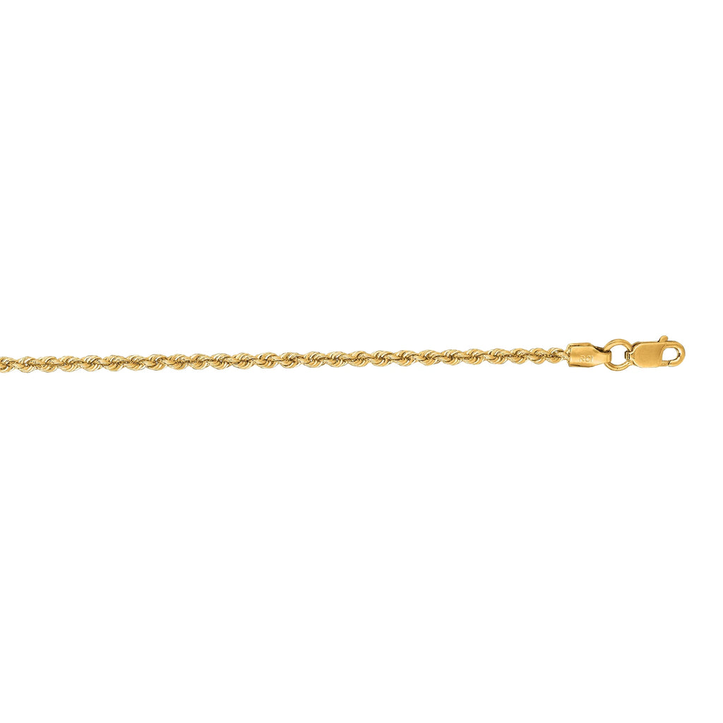 14K Yellow Gold 20in 2mm Solid Rope Chain with Lobster Clasp P48418