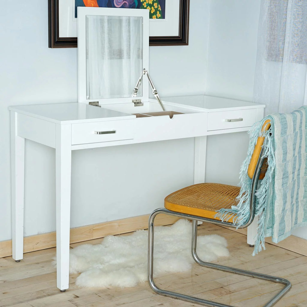 White Rectangle Writing Desk with Drawer L5519