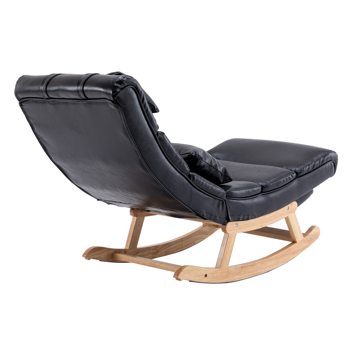 Black PU Upholstered Rocking Chair with Retractable Footrest G4504